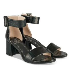 Sandales Carré NOIR Femme Motif Animal Boucle