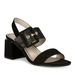 Sandales Carré NOIR Femme Boucle