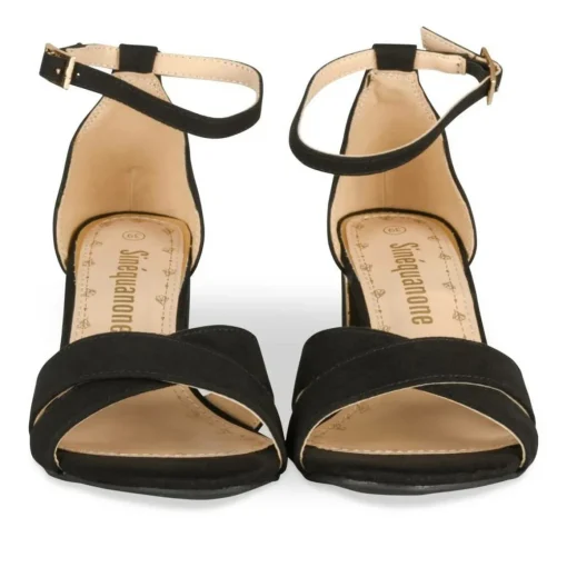 Sandales Carré NOIR Femme Motif Uni Boucle
