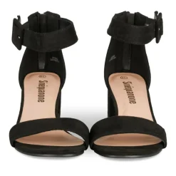 Sandales Carré NOIR Femme Motif Uni Boucle