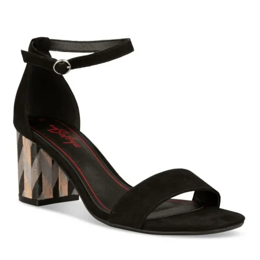 Sandales Carré NOIR Femme Boucle