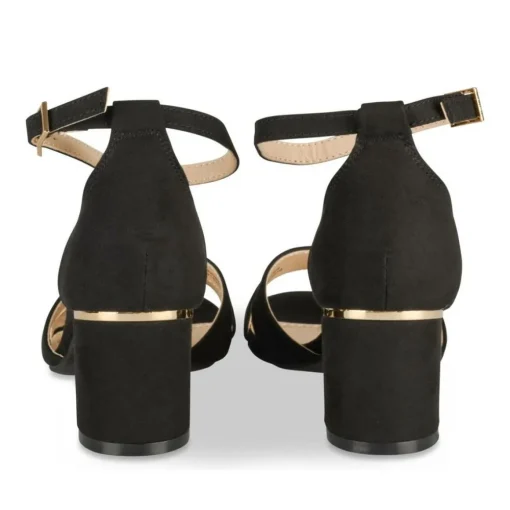 Sandales Carré NOIR Femme Motif Uni Boucle