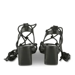 Sandales Carré NOIR Femme Motif Uni Lacets
