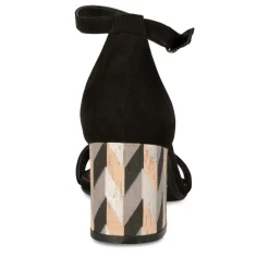 Sandales Carré NOIR Femme Boucle