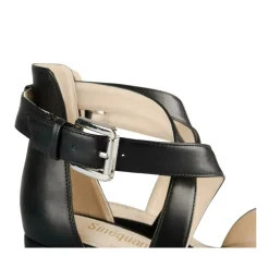 Sandales Carré NOIR Femme Motif Uni Boucle