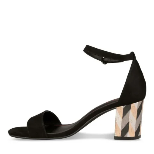 Sandales Carré NOIR Femme Boucle
