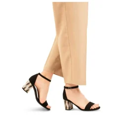 Sandales Carré NOIR Femme Boucle