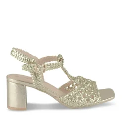 Sandales Carré OR Femme Motif Paillettes Boucle