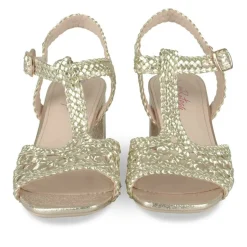Sandales Carré OR Femme Motif Paillettes Boucle