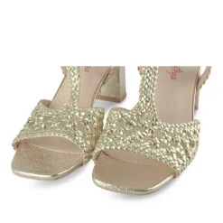 Sandales Carré OR Femme Motif Paillettes Boucle