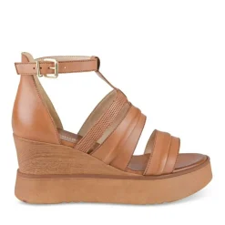 Sandales COGNAC Femme CUIR Motif Uni Boucle