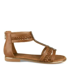 Sandales COGNAC Femme Motif Paillettes Fermeture éclair