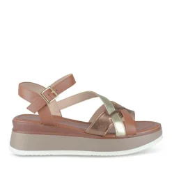 Sandales COGNAC Femme Motif Paillettes Boucle