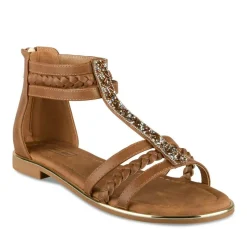 Sandales COGNAC Femme Motif Paillettes Fermeture éclair