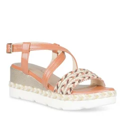 Sandales COGNAC Femme Motif Uni Boucle