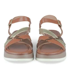 Sandales COGNAC Femme Motif Paillettes Boucle