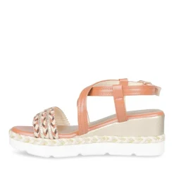 Sandales COGNAC Femme Motif Uni Boucle