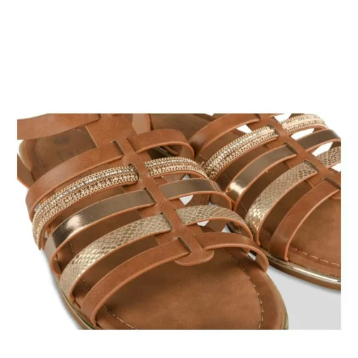 Sandales COGNAC Femme Motif Paillettes Boucle