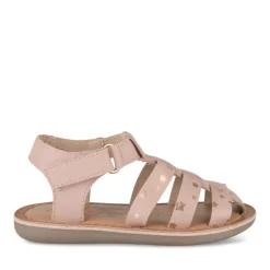 Sandales COGNAC Fille CUIR Motif Etoiles Boucle