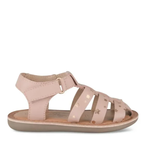 Sandales COGNAC Fille CUIR Motif Etoiles Boucle