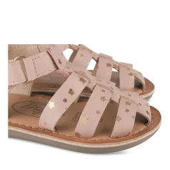Sandales COGNAC Fille CUIR Motif Etoiles Boucle