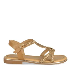 Sandales COGNAC Fille Motif Paillettes Boucle