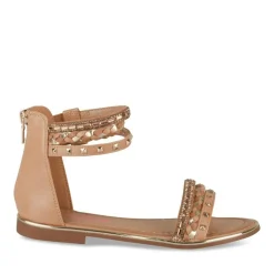 Sandales COGNAC Fille Motif Tressé Fermeture éclair