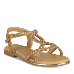 Sandales COGNAC Fille Motif Paillettes Boucle