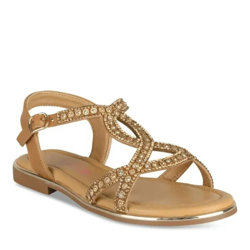 Sandales COGNAC Fille Motif Paillettes Boucle