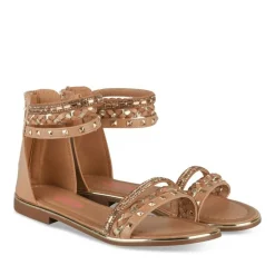 Sandales COGNAC Fille Motif Tressé Fermeture éclair