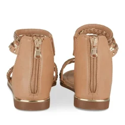 Sandales COGNAC Fille Motif Tressé Fermeture éclair