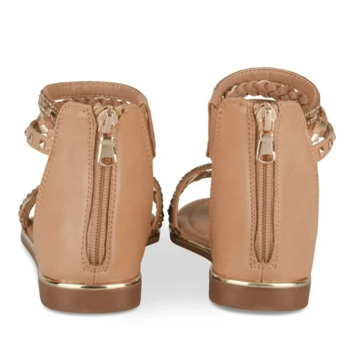 Sandales COGNAC Fille Motif Tressé Fermeture éclair