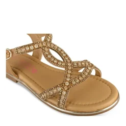 Sandales COGNAC Fille Motif Paillettes Boucle