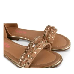 Sandales COGNAC Fille Motif Tressé Fermeture éclair