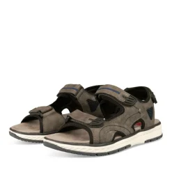 Sandales Confort GRIS Homme Motif Uni Scratch