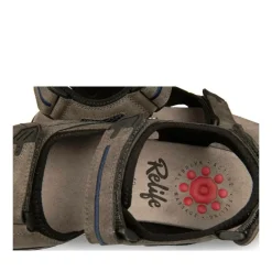 Sandales Confort GRIS Homme Motif Uni Scratch