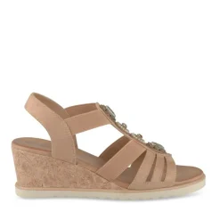 Sandales Confort MARRON Femme Motif Paillettes Boucle