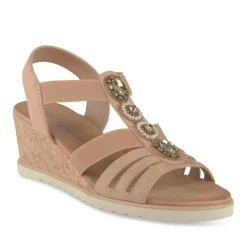 Sandales Confort MARRON Femme Motif Paillettes Boucle