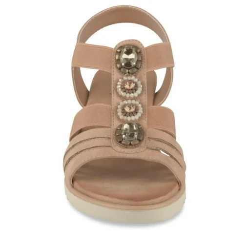 Sandales Confort MARRON Femme Motif Paillettes Boucle