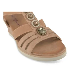 Sandales Confort MARRON Femme Motif Paillettes Boucle