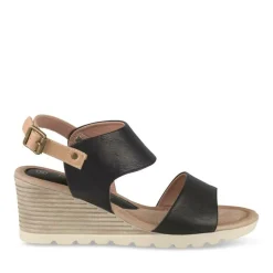 Sandales Confort NOIR Femme Motif Uni Boucle