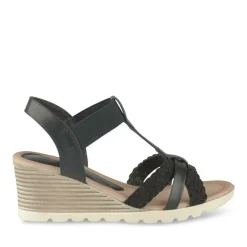 Sandales Confort NOIR Femme Motif Uni Elastique