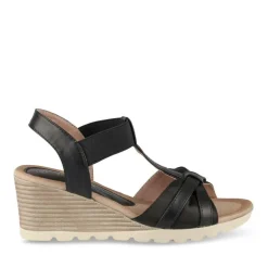 Sandales Confort NOIR Femme Motif Uni Elastique