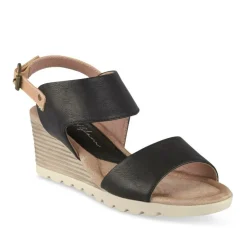 Sandales Confort NOIR Femme Motif Uni Boucle