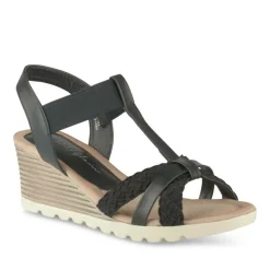 Sandales Confort NOIR Femme Motif Uni Elastique