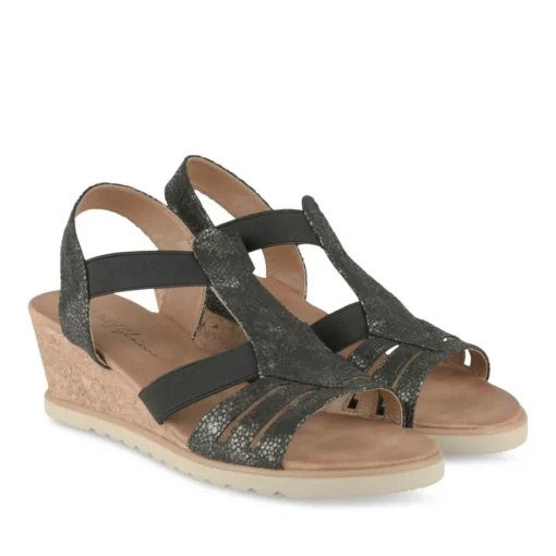 Sandales Confort NOIR Femme Motif Animal Boucle