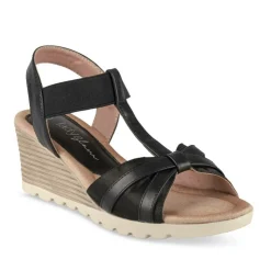 Sandales Confort NOIR Femme Motif Uni Elastique