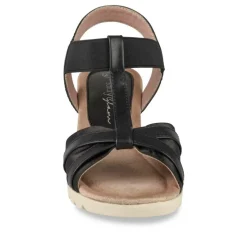 Sandales Confort NOIR Femme Motif Uni Elastique