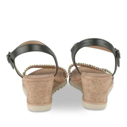 Sandales Confort NOIR Femme Motif Rayures Boucle