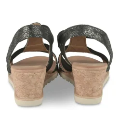 Sandales Confort NOIR Femme Motif Animal Boucle